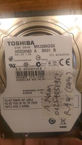 phục hồi dữ liệu ổ cứng Toshiba 320GB mất dữ liệu 17.04