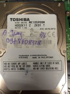Cứu dữ liệu ổ cứng Toshiba 320GB mất dữ liệu 22.06