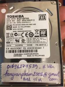 Phục hồi dữ liệu ổ cứng Toshiba 500GB bad 06.09