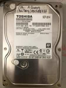Phục hồi dữ liệu ổ cứng Toshiba 500GB lỗi cơ 07.02