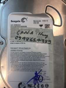 Cứu dữ liệu ổ cứng Seagate 250GB không nhận tại Hải Phòng 28.03