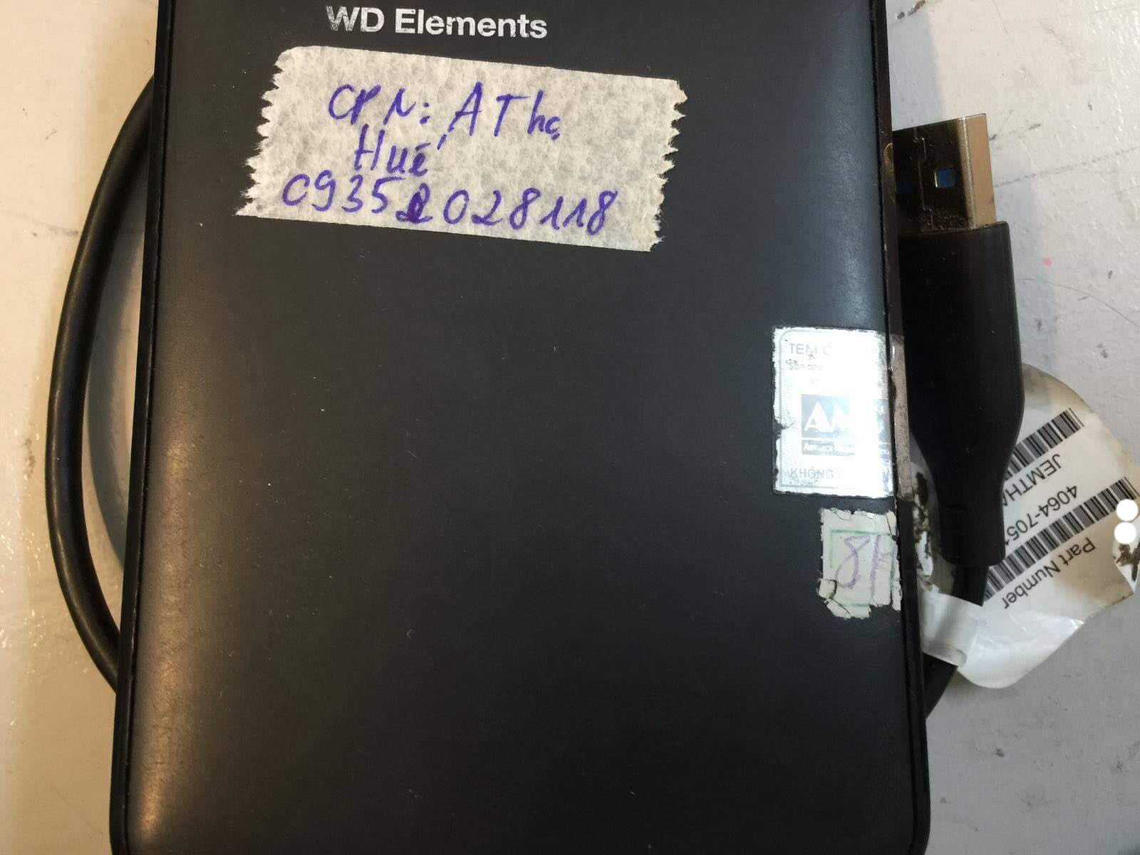 Cứu dữ liệu ổ cứng Western 1TB lỗi cơ tại Huế 15/12/2018 - cuumaytinh