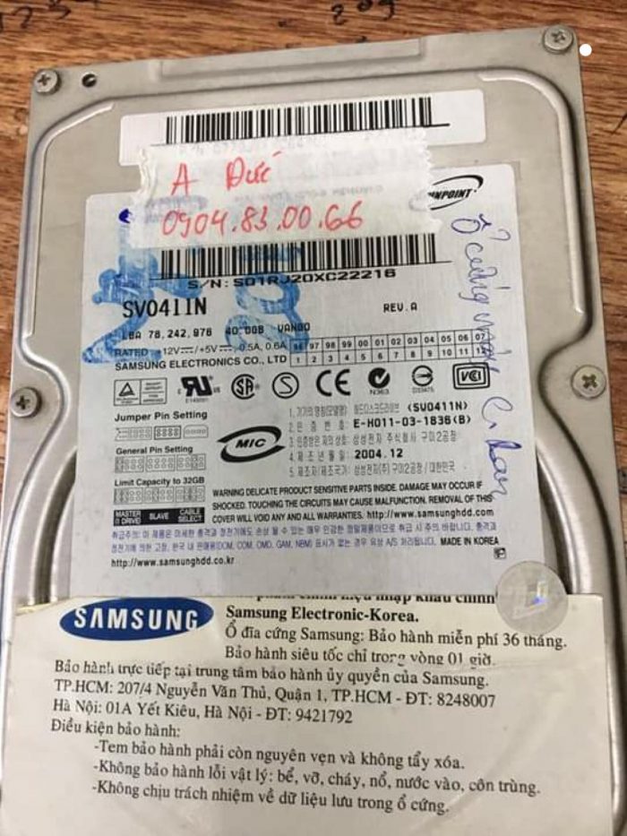 Cứu dữ liệu ổ cứng Samsung 40GB cháy mạch 21/12/2018 - cuumaytinh.com