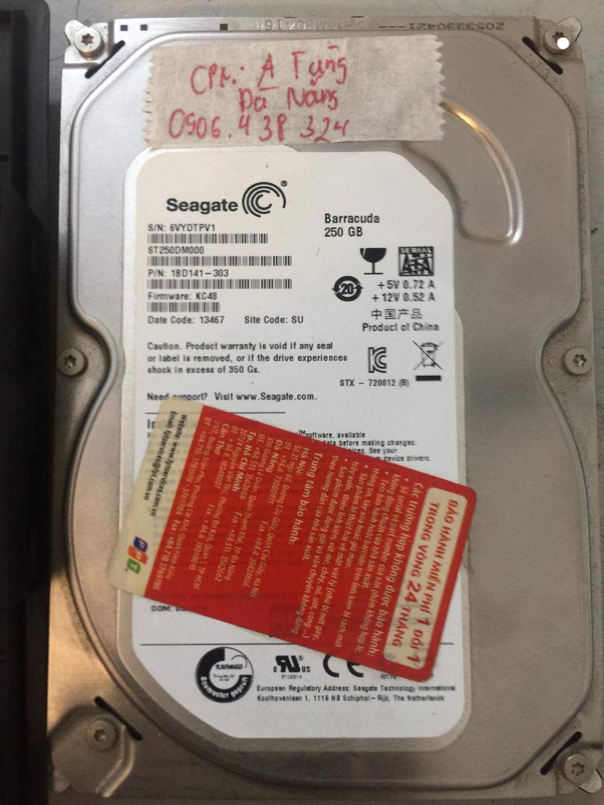 Cứu dữ liệu ổ cứng Seagate 500GB đầu đọc kém tại Đà Nẵng 26/12/2018 - cuumaytinh