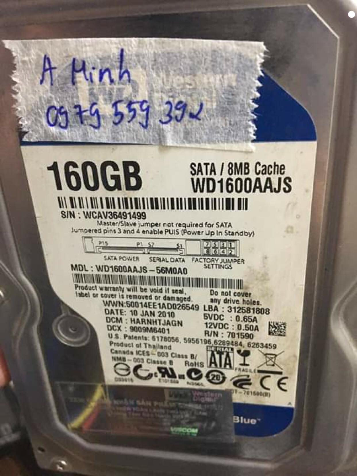 Khôi phục dữ liệu ổ cứng Western 160GB gộp ổ 03/01/2019 - cuunaytinh