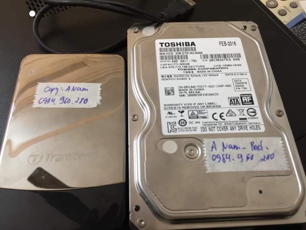 Lấy dữ liệu ổ cứng Toshiba 500GB bad 23/03/2019 - cuumaytinh