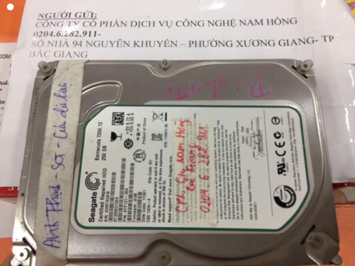 Lấy dữ liệu ổ cứng Seagate 250GB không nhận tại Bắc Giang 14/05/2019 - cuumaytinh