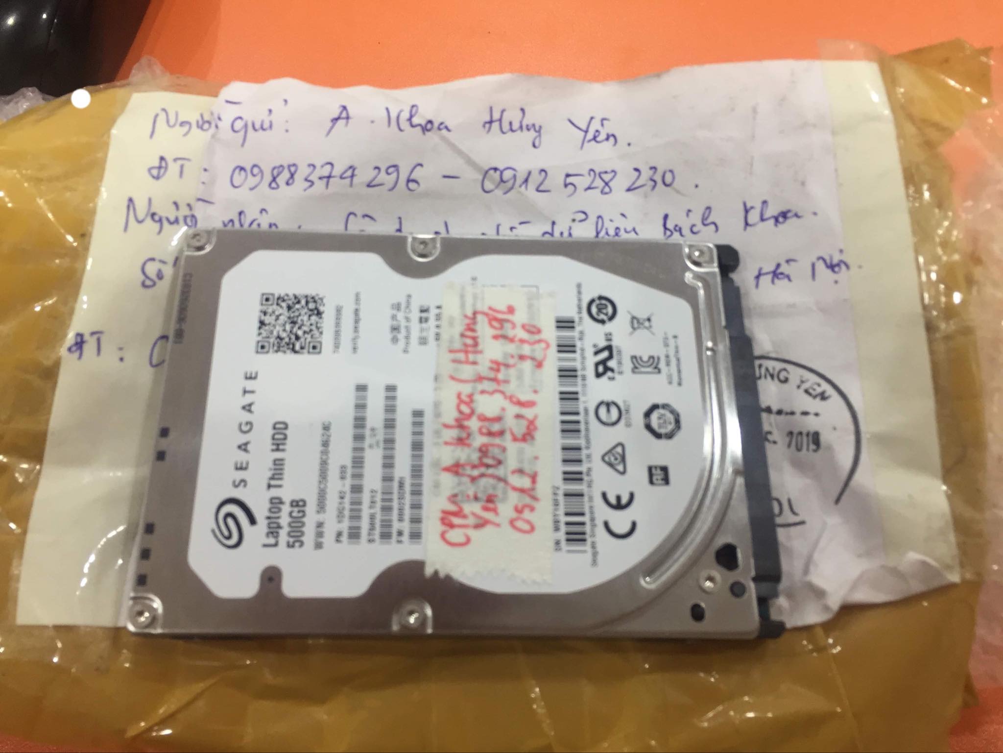 Phục hồi dữ liệu ổ cứng Seagate 500GB đầu đọc kém tại Hưng Yên 13/05/2019 - cuumaytinh