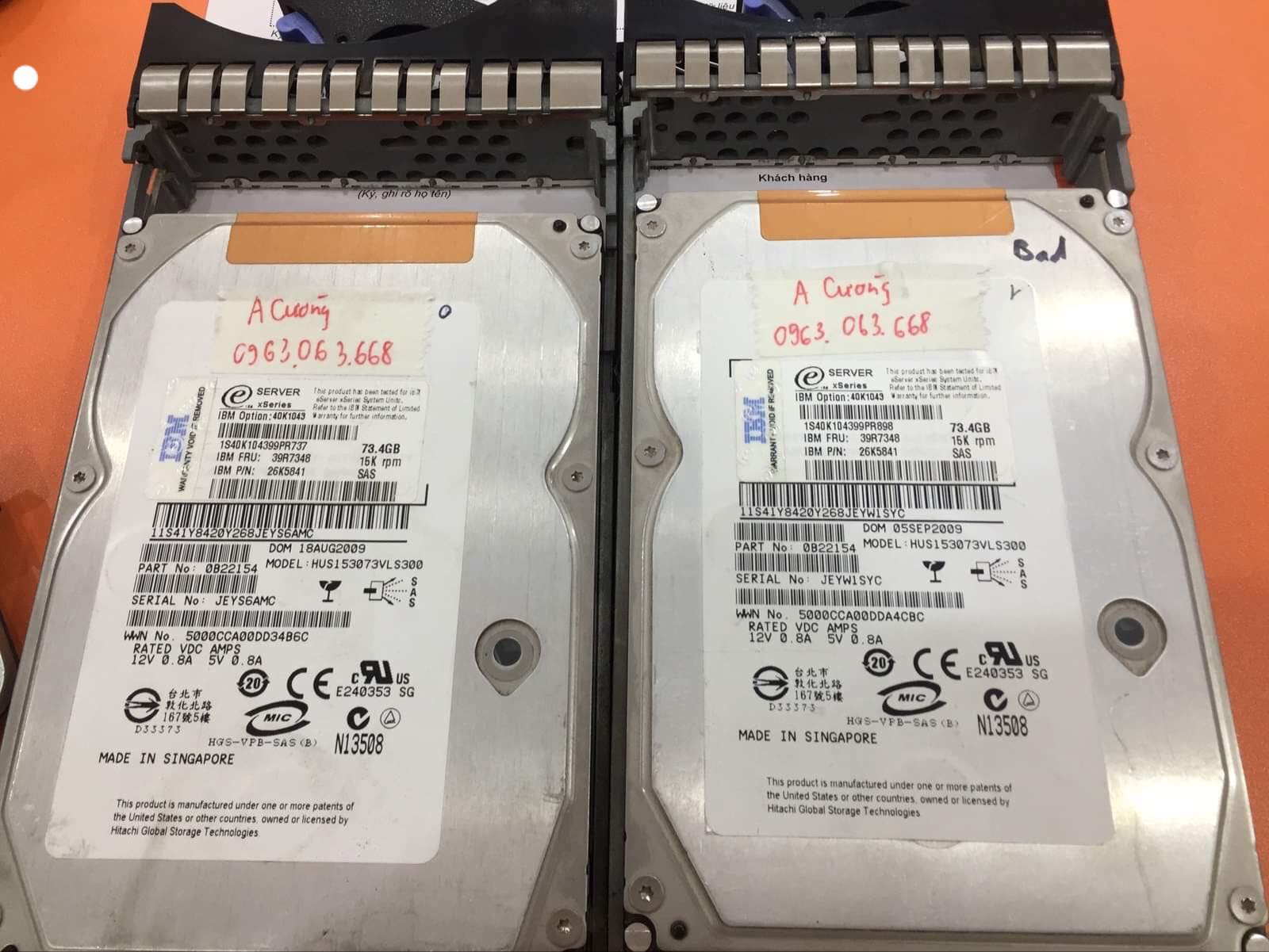 Khôi phục dữ liệu máy chủ IBM với 2HDDx74GB chạy raid 0 lỗi 1HDD 18/05/2019 - cuumaytinh