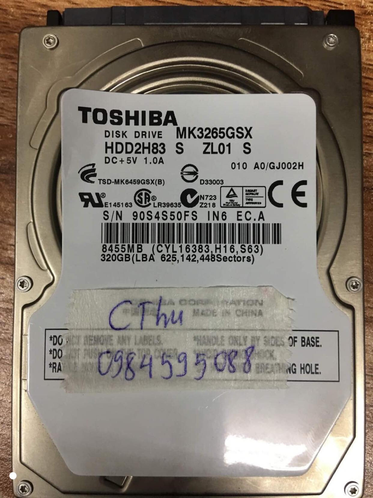 Phục hồi dữ liệu ổ cứng Toshiba 500GB lỗi đầu đọc 22/07/2019 - cuumaytinh