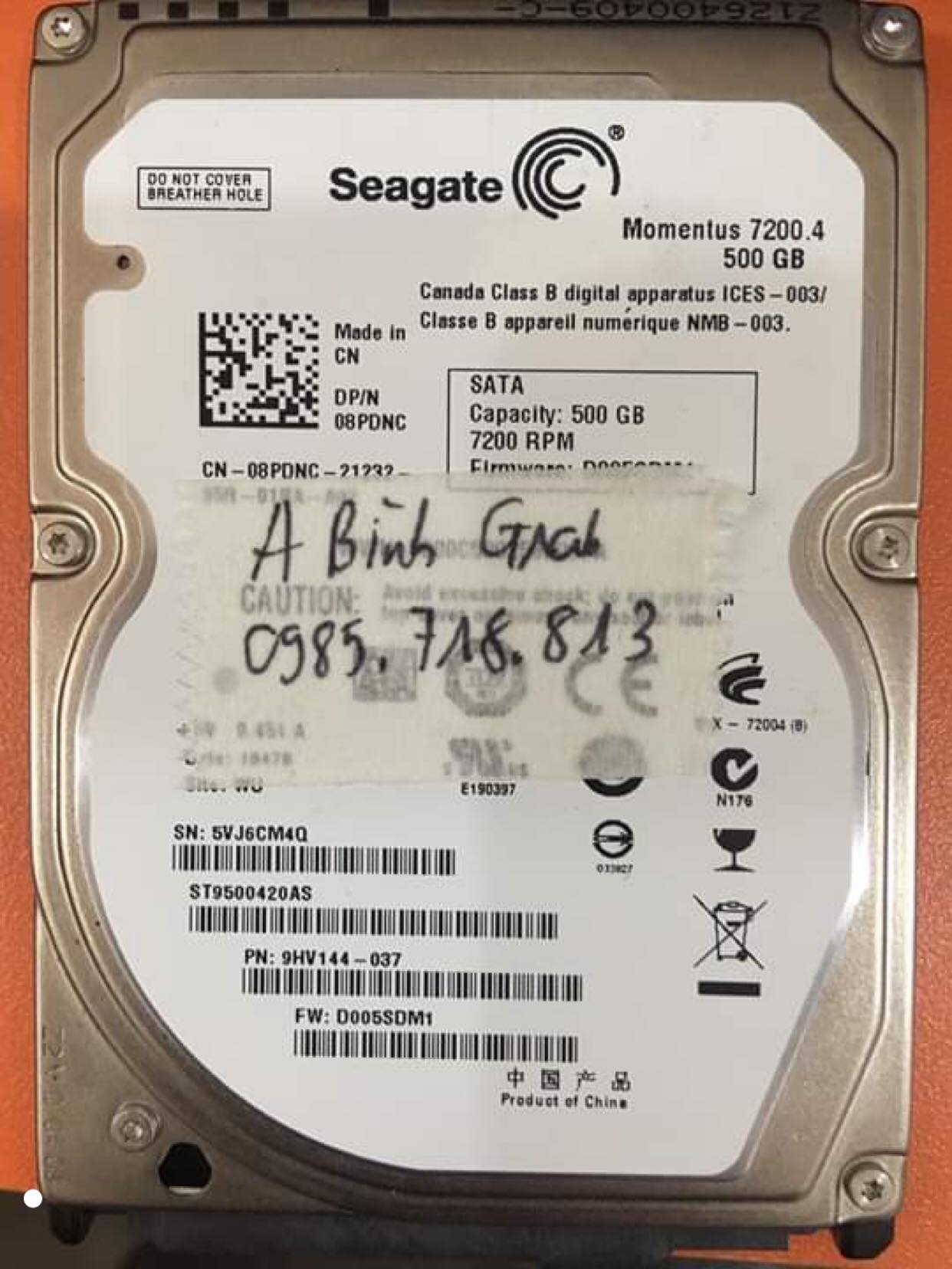 Cứu dữ liệu ổ cứng Seagate 500GB mất dữ liệu 26/08/2019 - cuumaytinh