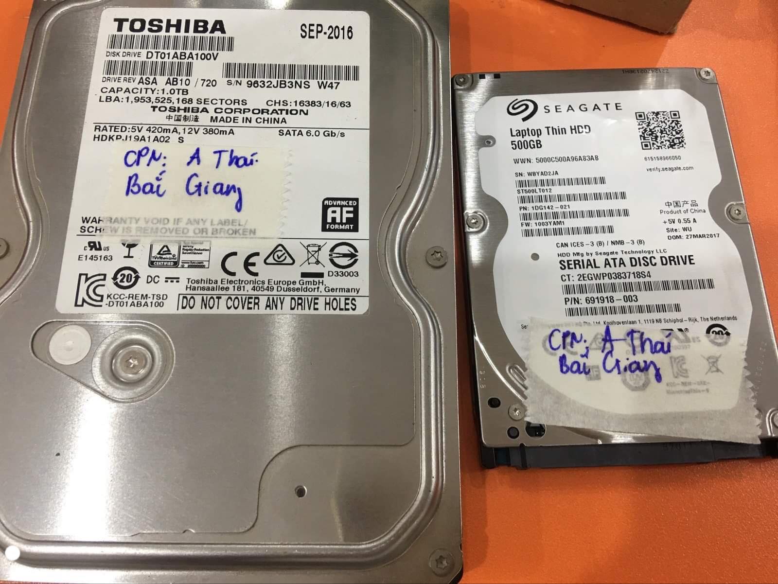 Cứu dữ liệu ổ cứng Toshiba 1TB không nhận tại Bắc Giang 05/09/2019 - cuumaytinh