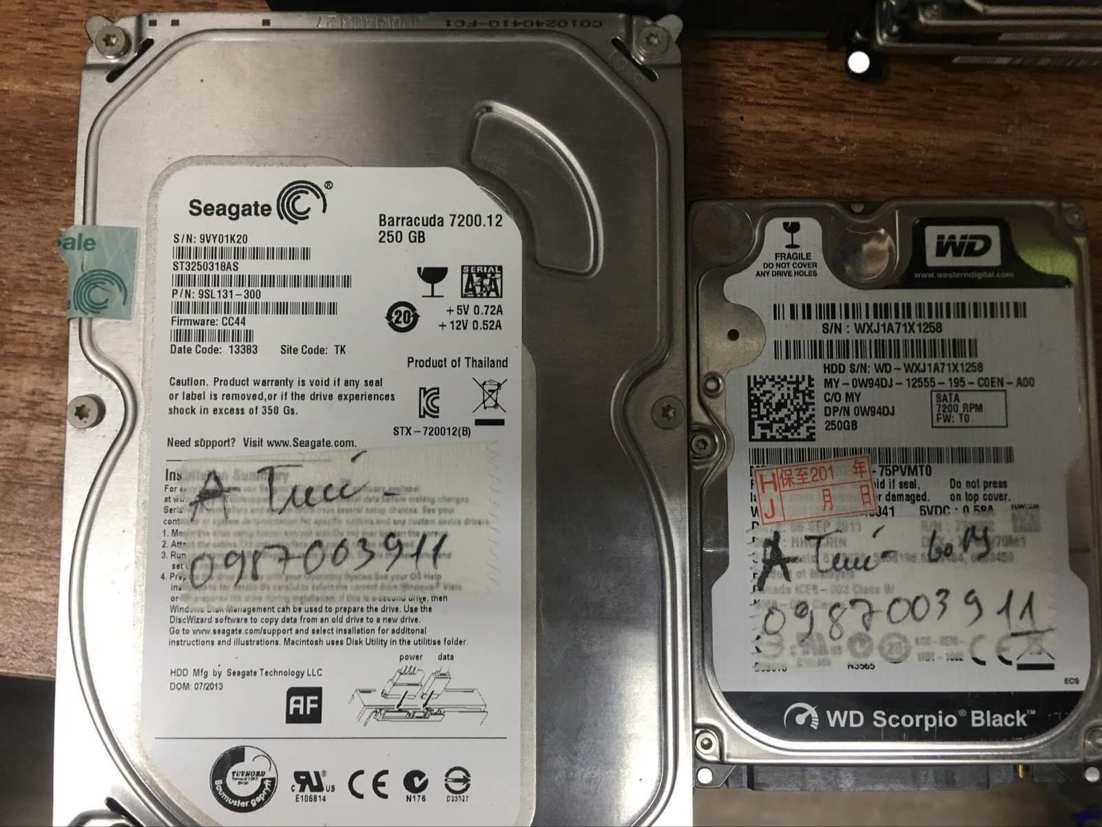 Khôi phục dữ liệu ổ cứng Seagate 250GB lỗi cơ 24/09/2019 - cuumaytinh
