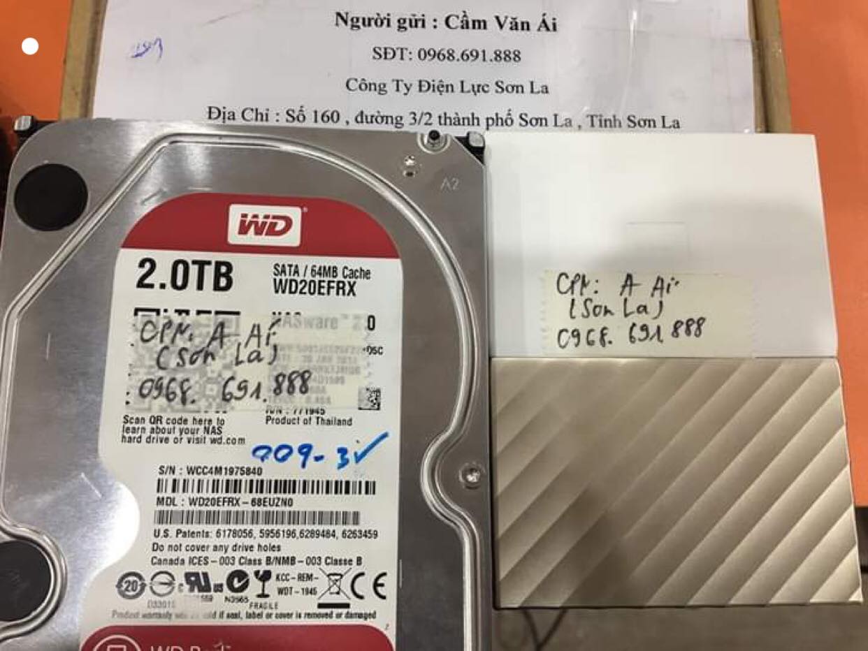 Khôi phục dữ liệu ổ cứng Western 2TB bad tại Sơn La 04/12/2019 - cuumaytinh