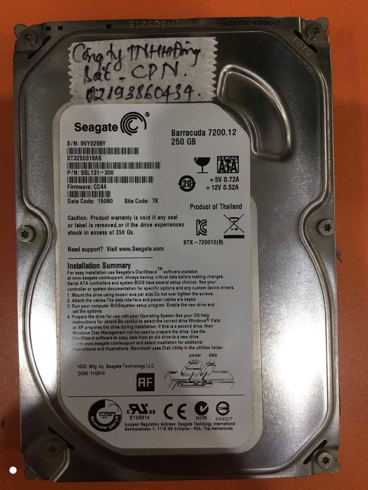 Lấy dữ liệu ổ cứng Seagate 320GB đầu đọc kém tại Hà Giang 25/12/2019 - cuumaytinh
