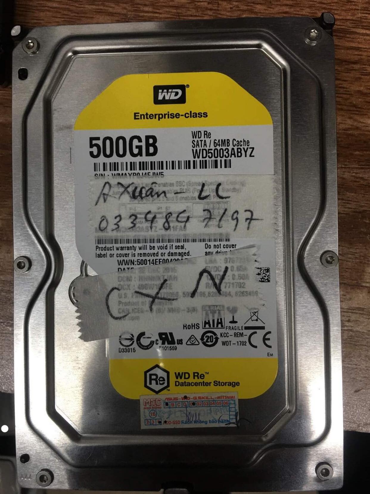 Lấy dữ liệu ổ cứng Western 500GB lỗi cơ 16/12/2019 - cuumaytinh