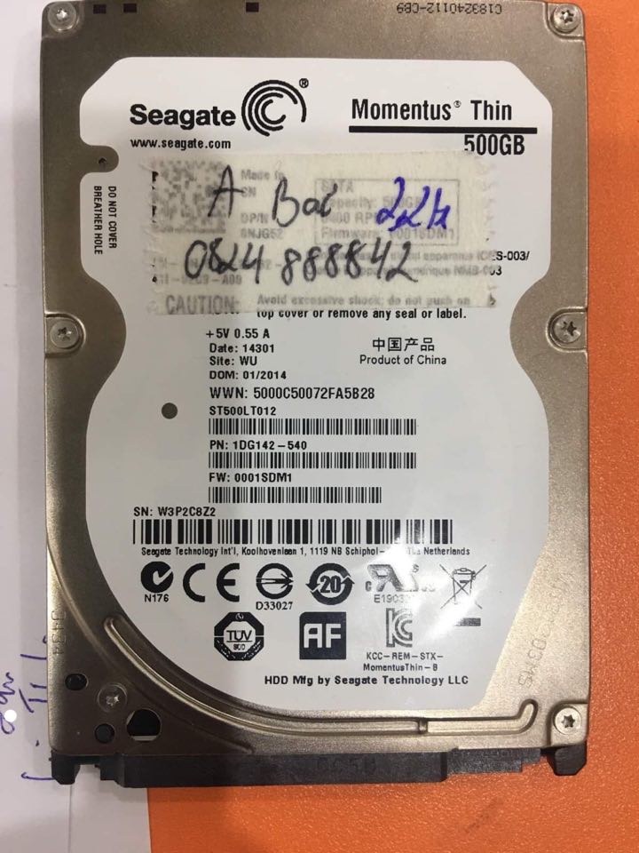 Lấy dữ liệu ổ cứng Seagate 500GB lỗi cơ 24/02/2020 - cuumaytinh