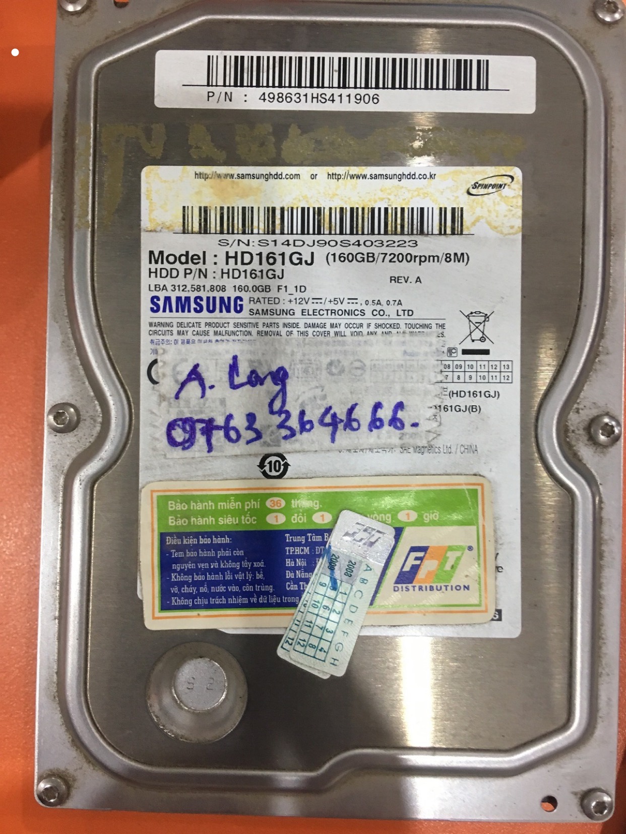 Lấy dữ liệu ổ cứng Samsung 160GB gộp ổ 20/03/2020 - cuumaytinh