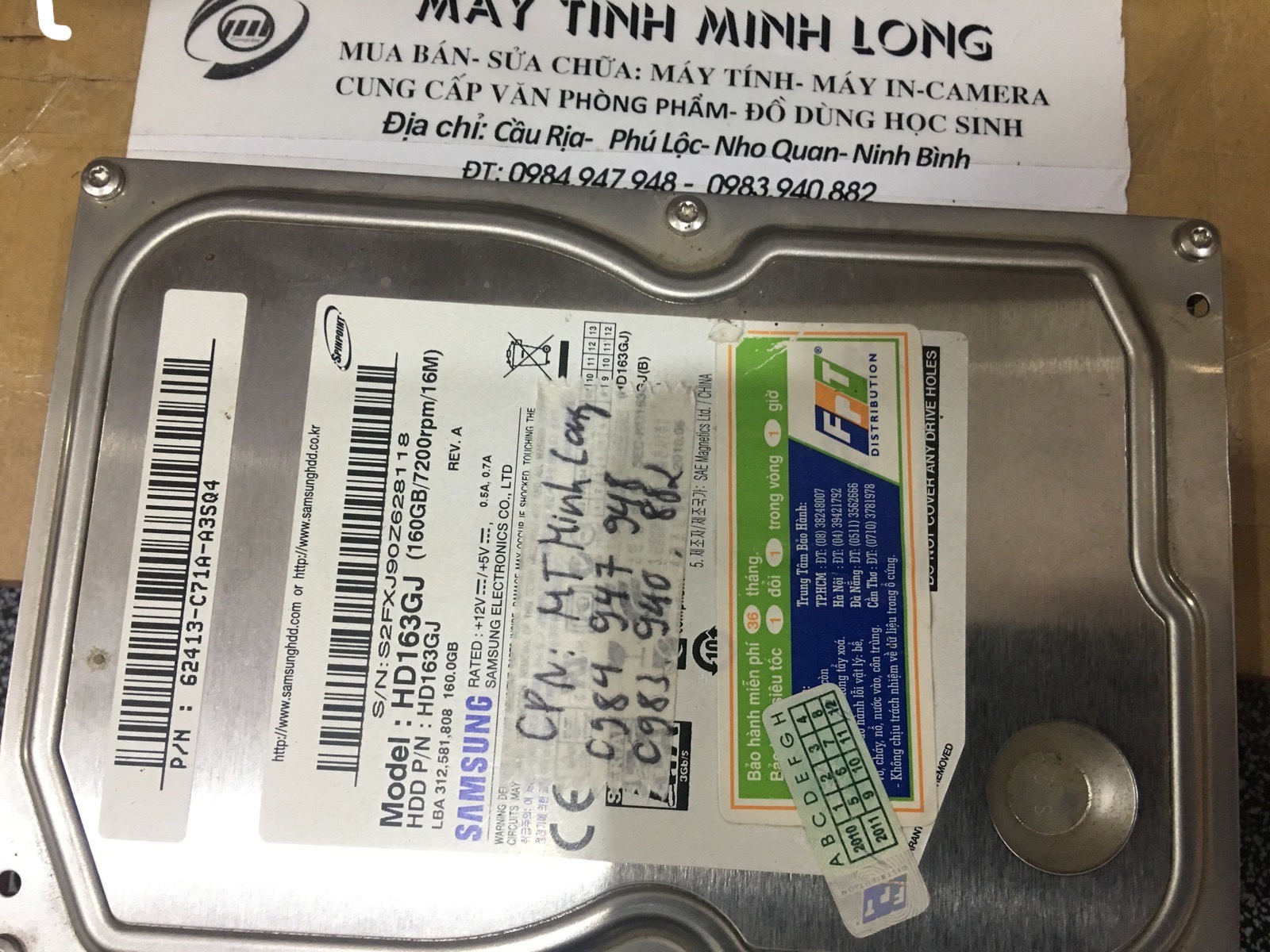 Lấy dữ liệu ổ cứng Samsung 160GB không nhận tại Ninh Bình 11/03/2020 - cuumaytinh