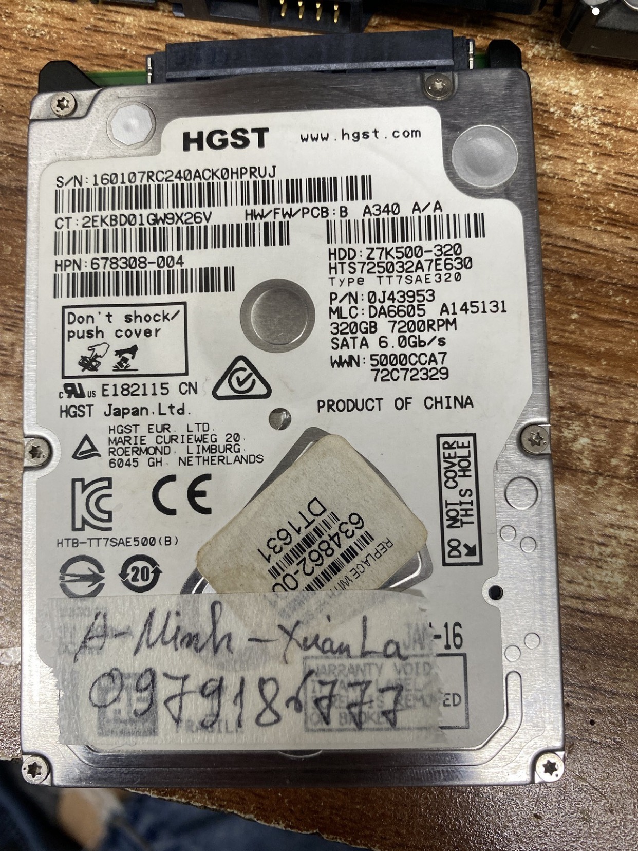 Khôi phục dữ liệu ổ cứng HGST 500GB đầu đọc kém 23/04/2020 - cuumaytinh