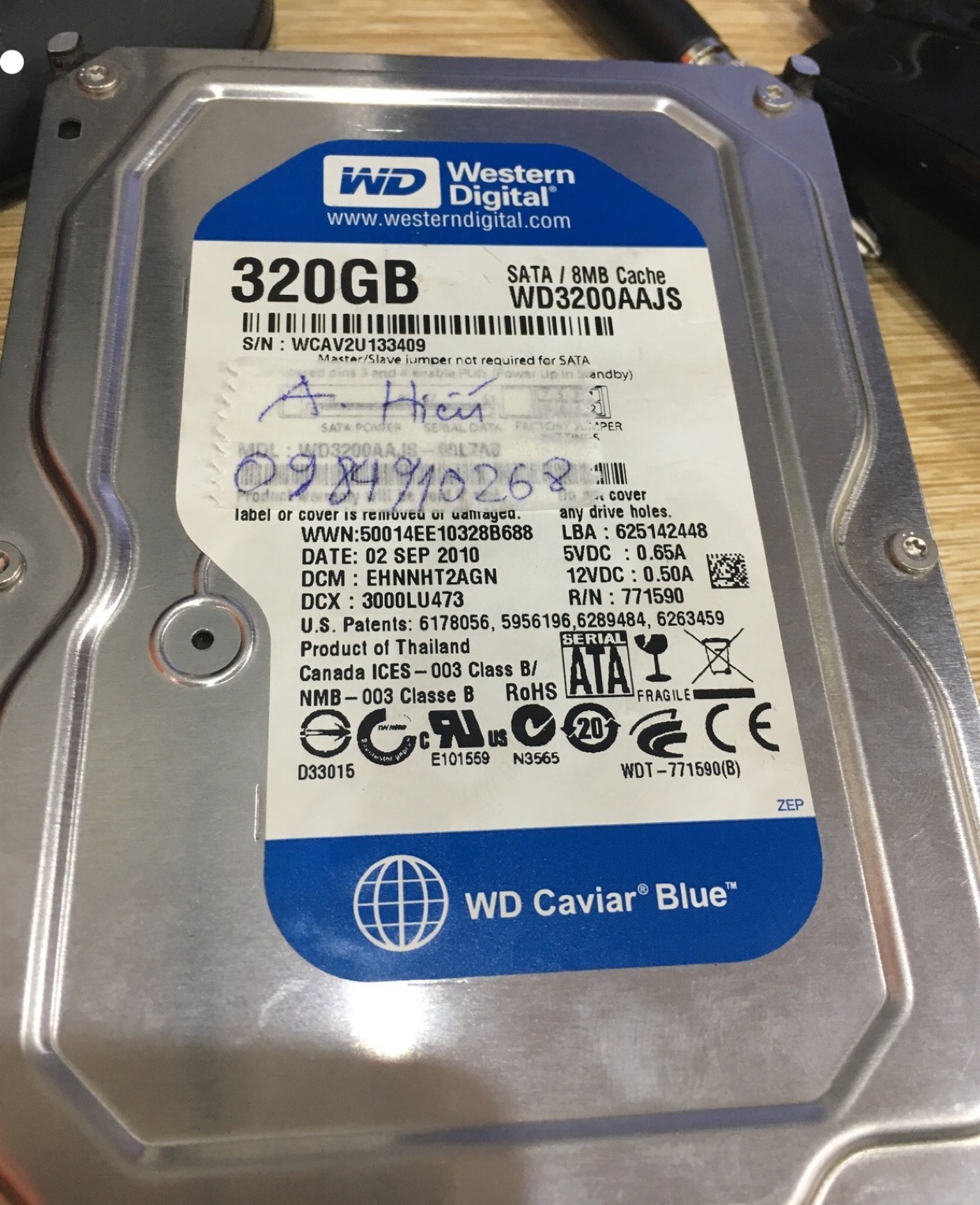 Khôi phục dữ liệu ổ cứng Western 320GB bad 28/04/2020 - cuumaytinh