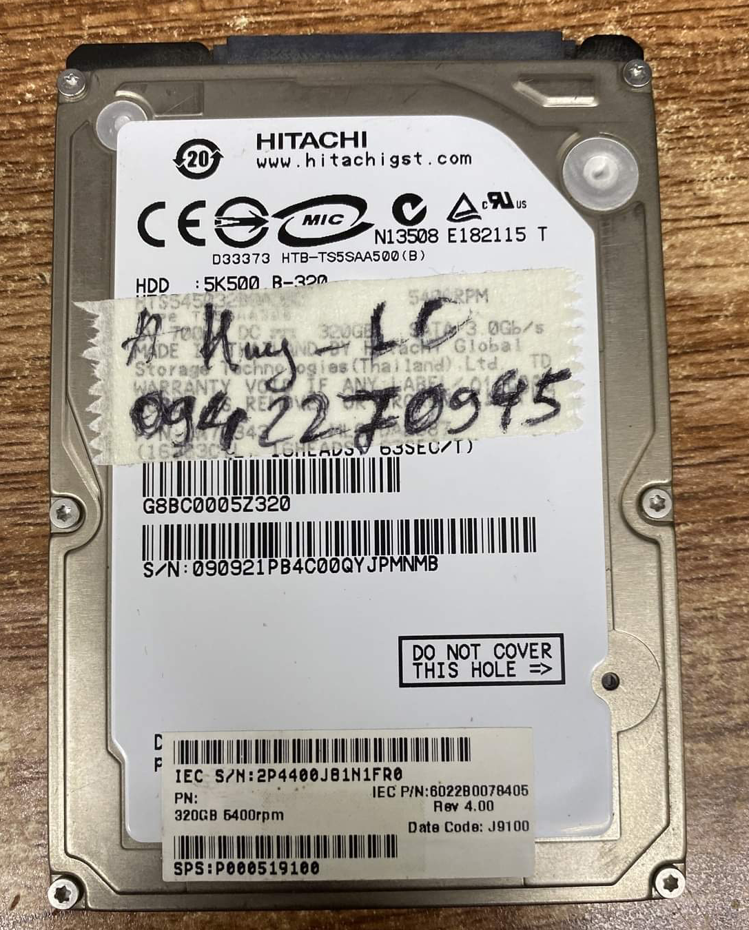 Phục hồi dữ liệu ổ cứng Hitachi 320GB lỗi cơ 05/08/2020 - cuumaytinh