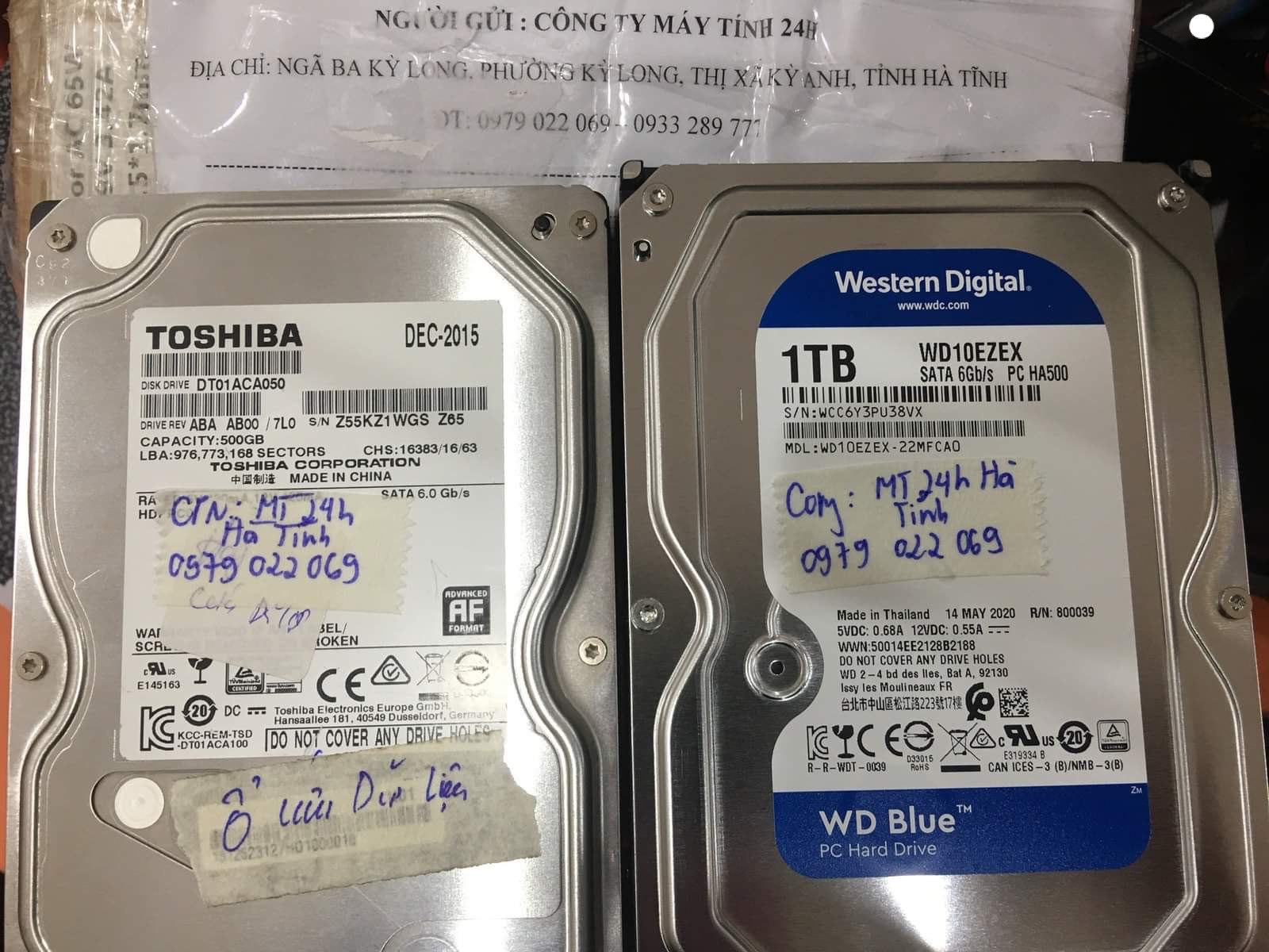 Khôi phục dữ liệu ổ cứng Toshiba 500GB lỗi đầu đọc tại Hà Tĩnh 28/08/2020