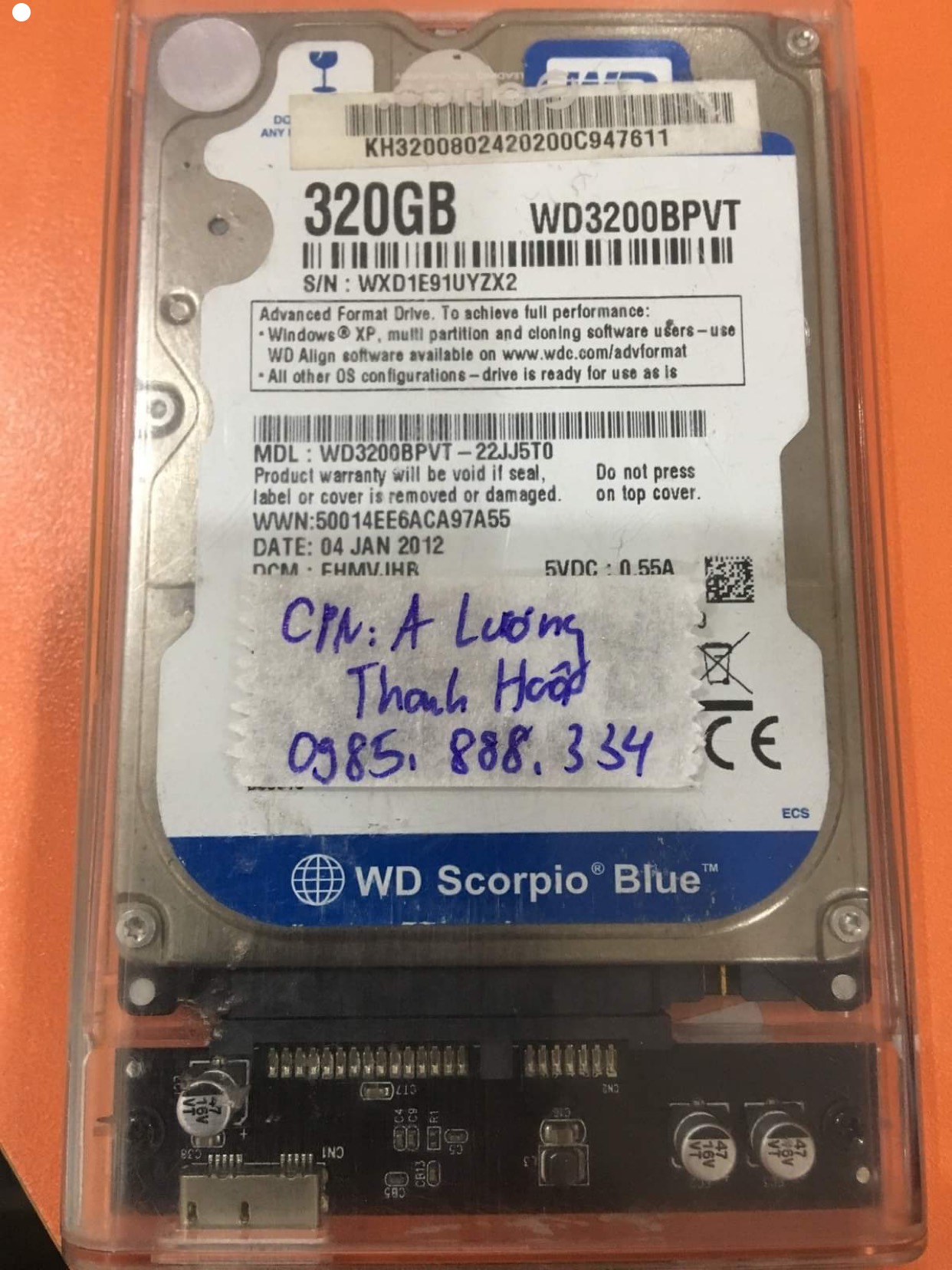 Lấy dữ liệu ổ cứng Western 320GB đầu đọc kém 14/09/2020 - cuumaytinh