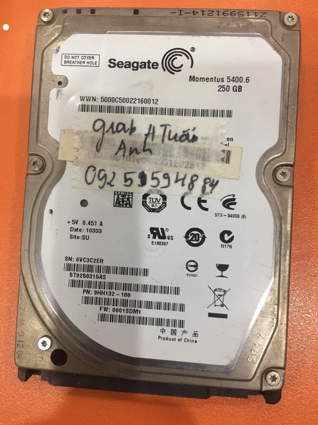 Phục hồi dữ liệu ổ cứng Seagate 250GB đầu đọc kém 02/11/2020 - cuumaytinh