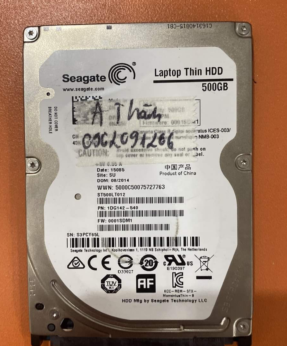 Cứu dữ liệu ổ cứng Seagate 500GB lỗi đầu đọc - 03/12/2020 - cuumaytinh