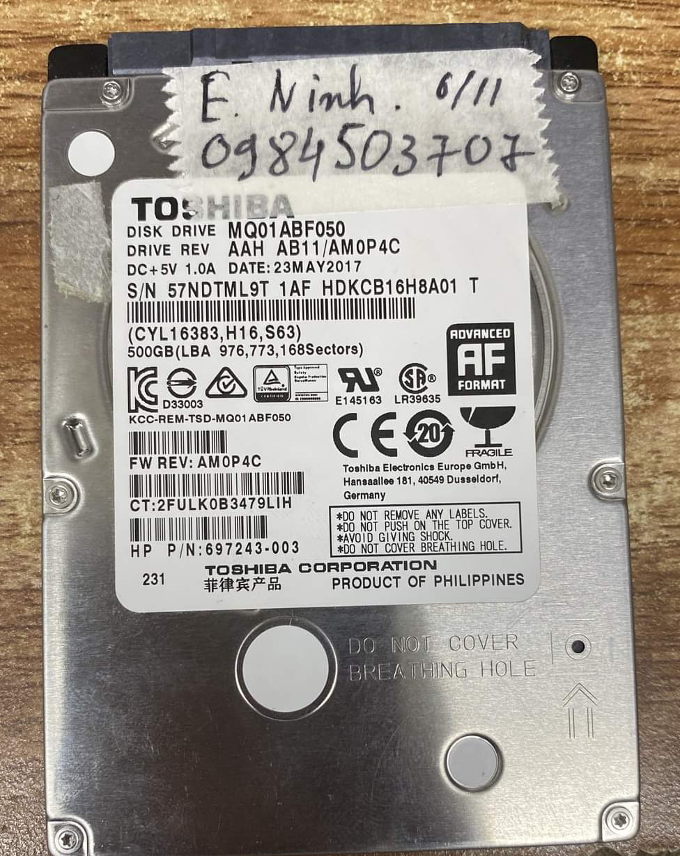 Khôi phục dữ liệu ổ cứng Toshiba 500GB lỗi đầu đọc - 11/12/2020 - cuumaytinh