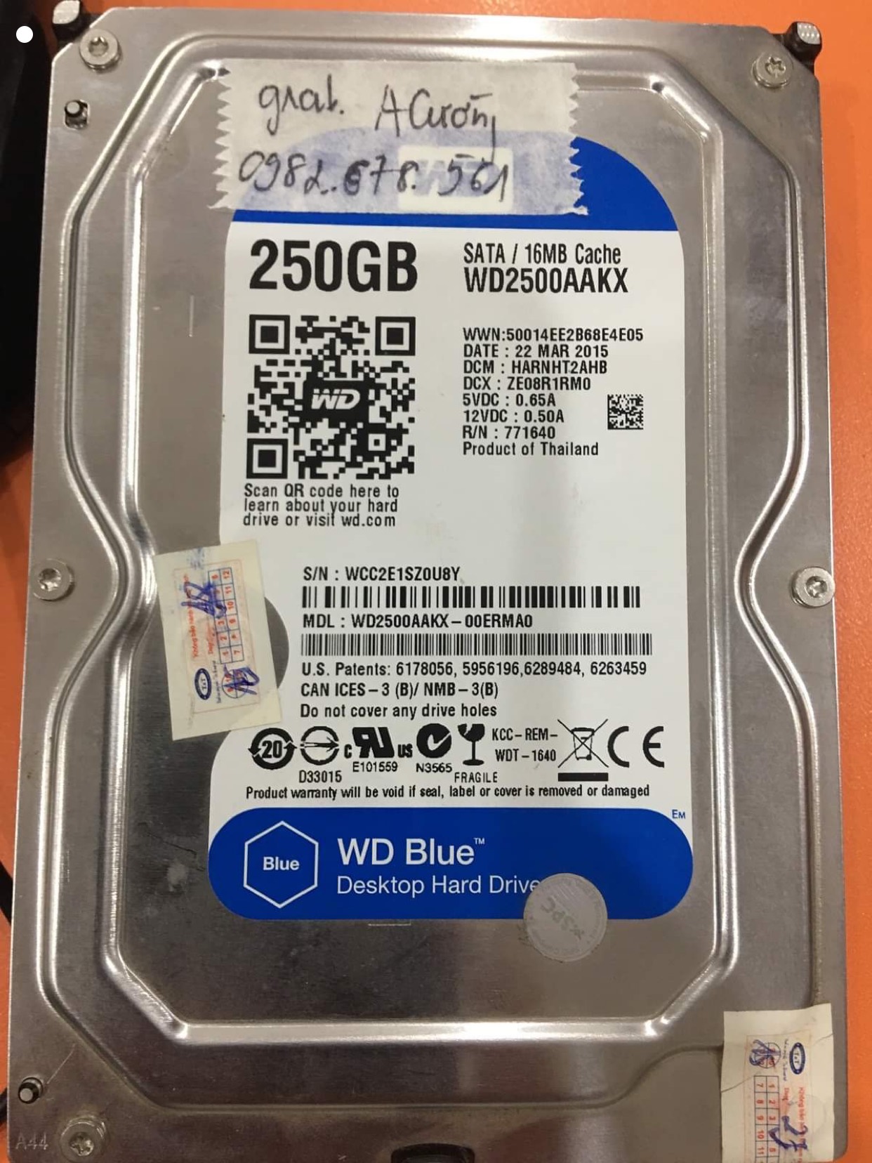 Khôi phục dữ liệu ổ cứng Western 250GB lỗi cơ - 25/12/2020 - cuumaytinh