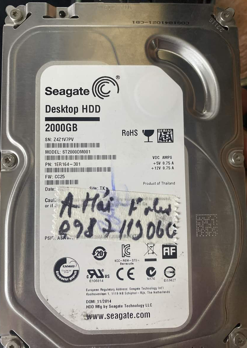 Lấy dữ liệu ổ cứng Seagate 2TB không nhận - 04/01/2021 - cuumaytinh