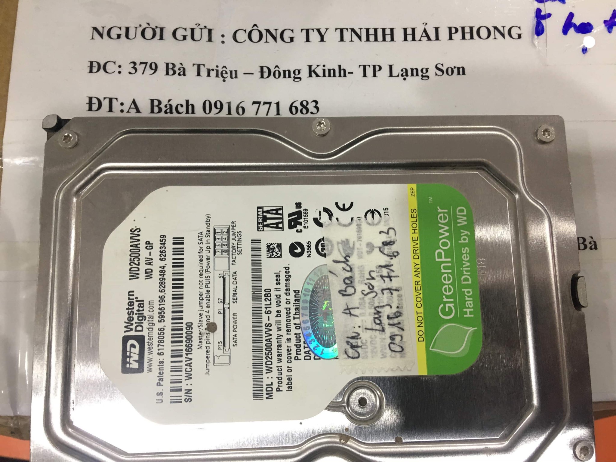Phục hồi dữ liệu ổ cứng Western 250GB lỗi đầu đọc tại Lạng Sơn- 07/01/2021
