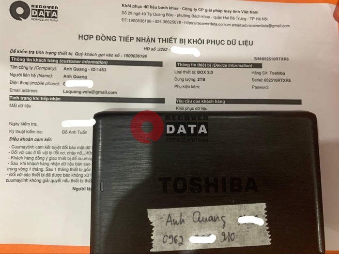 Phuc hoi du lieu o cung Toshiba 2TB format - 20/12/2021