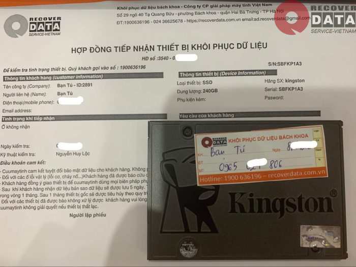 Khoi phuc du lieu o cung SSD Kingston 240GB khong nhan 15.06.2022