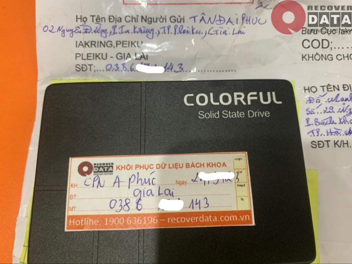 Phuc hoi du lieu o cung SSD Colorful 240GB loi chip tai Gia Lai 08.04.2023