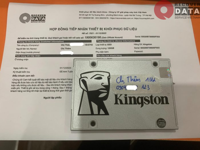 O cung SSD Kingston 120GB loi chip 01.12.2023